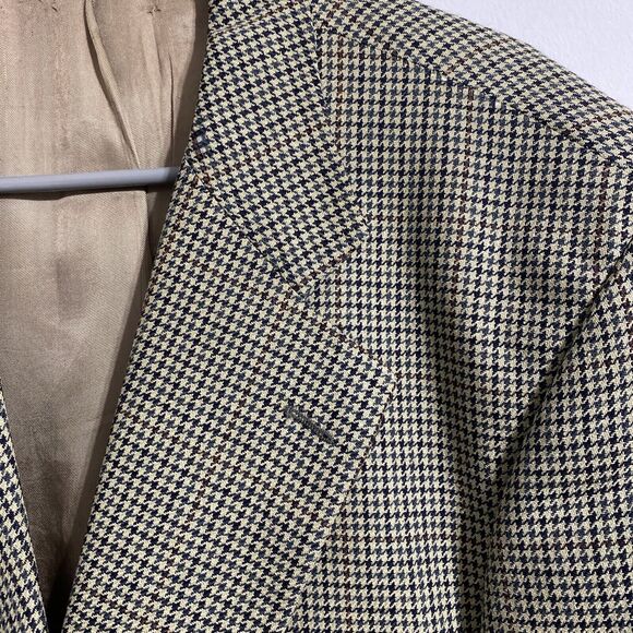 Chaps Ralph Lauren Wool Silk Sport Coat Mens 42R Houndstooth Blazer Suit Jacket - Picture 8 of 16